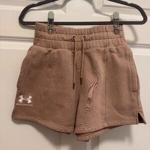Under Armour Mauve Fleece Shorts Small Cotton Blend Drawstring